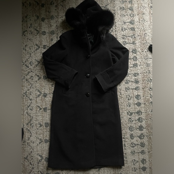 London Fog Full Length Lined Jacket With Faux Fur Hood Size 6 P Feminine 10/10 - Picture 7 of 8